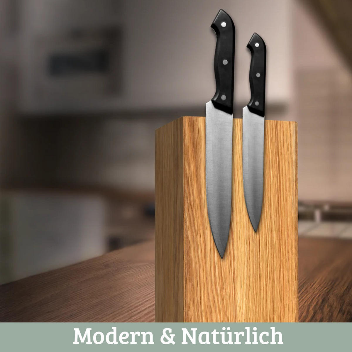 MESSERBLOCK magnetisch ohne Messer YEO 360° DREHBAR Eichenholz 26,5x12x12 cm - Braun, Holz (12/26.5/12cm) - DELUKE