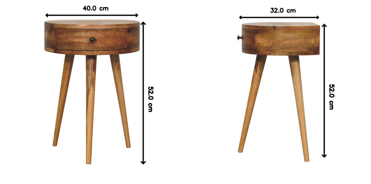 NACHTTISCH RUND EICHEN-FINISH - Beige/Messingfarben, Holz/Metall (40/52/32cm) - Artisan Furniture