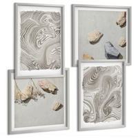 BILDER SET 4er Set - 50x50 cm & 40x60 cm Silberner Rahmen - Moderne abstrakte Formen - Silberfarben, Kunststoff (50/50cm) - TULUP