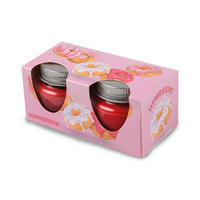 DUFTKERZE im Glas "Donut Himbeere" mit Deckel, 2er Pack mit je ca. 7 Std. Brenndauer, Ø6cm, Raumduft als Geschenk und Dekoration - Rosa, Glas (6/5cm) - HS Candle
