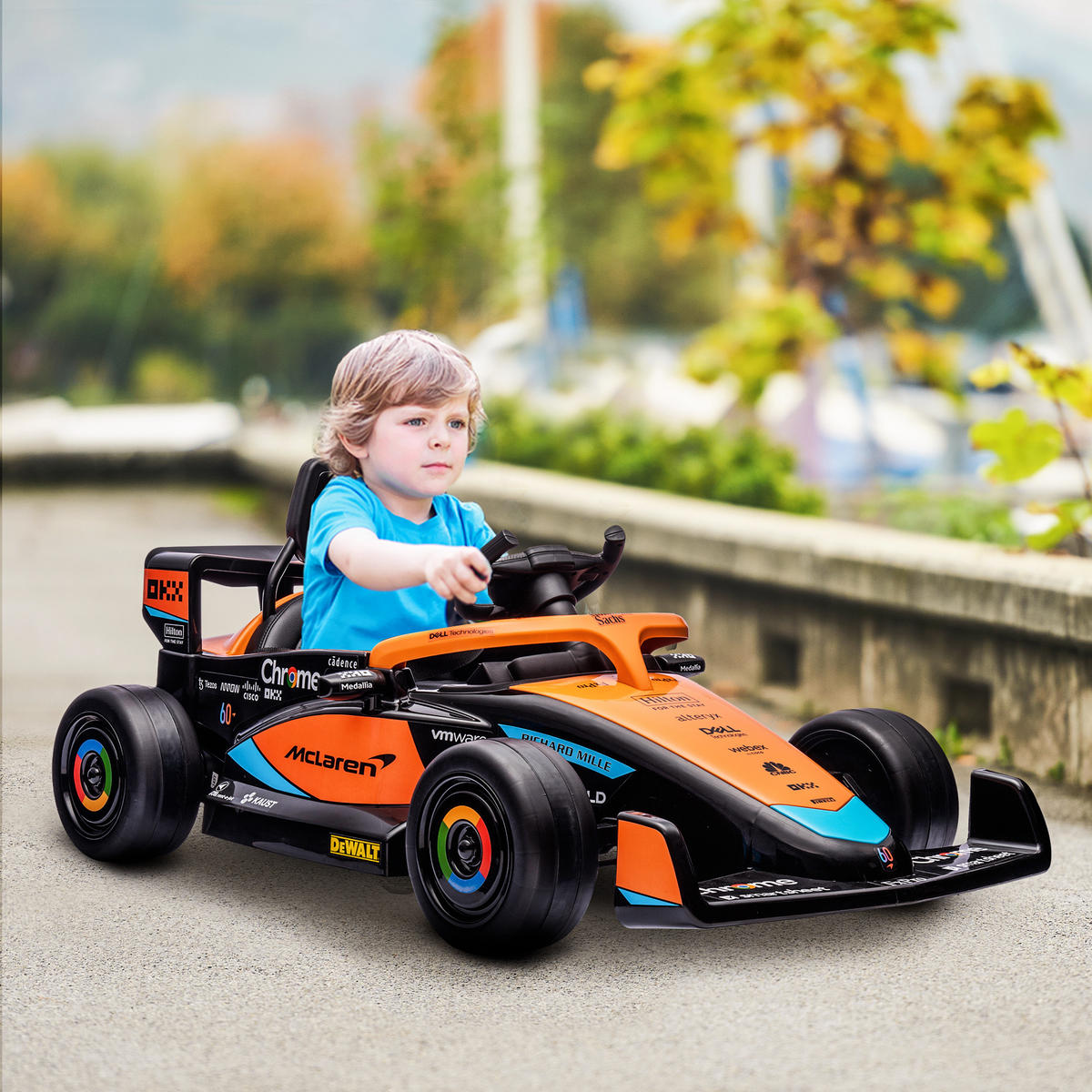 KINDER Elektroauto, 12V Kinderfahrzeug mit 2,4G-Fernbedienung, MP3 USB, Orange - Orange, Kunststoff (115/67/50cm) - AIYAPLAY