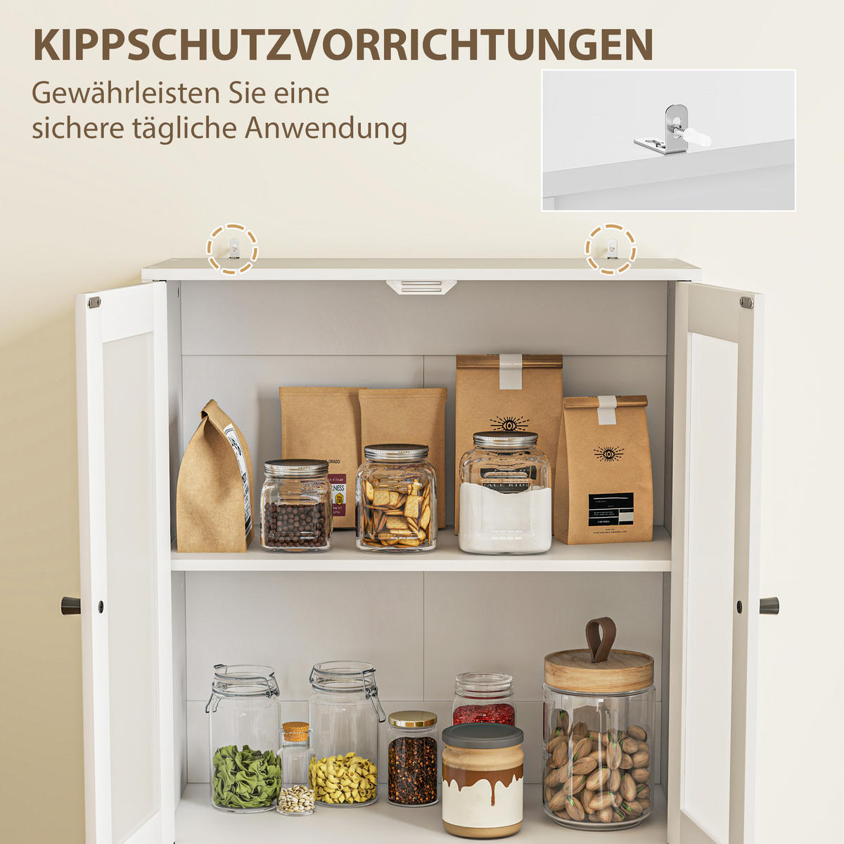 KÜCHENSCHRANK, Hochschrank mit Schublade, 59 x 30 x 170 cm, Weiß - Weiß, Holzwerkstoff (59/170/30cm) - HOMCOM