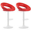 BARHOCKER 2er Set Mekim Kunstleder Rot Weiß - Rot, Leder/Metall (53/80/47cm) - DELUKE