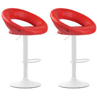 BARHOCKER 2er Set Mekim Kunstleder Rot Weiß - Rot, Leder/Metall (53/80/47cm) - DELUKE