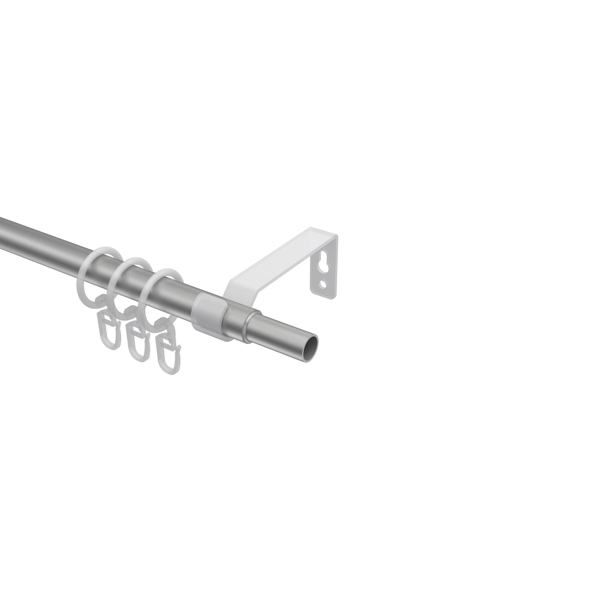 GARDINENSTANGE / TELESKOPSTANGE Hera Cone 130-240 cm, 1-läufig, 16/13 mm Ø Silbergrau - Silberfarben/Alufarben, Kunststoff/Metall (240cm) - INTERDECO