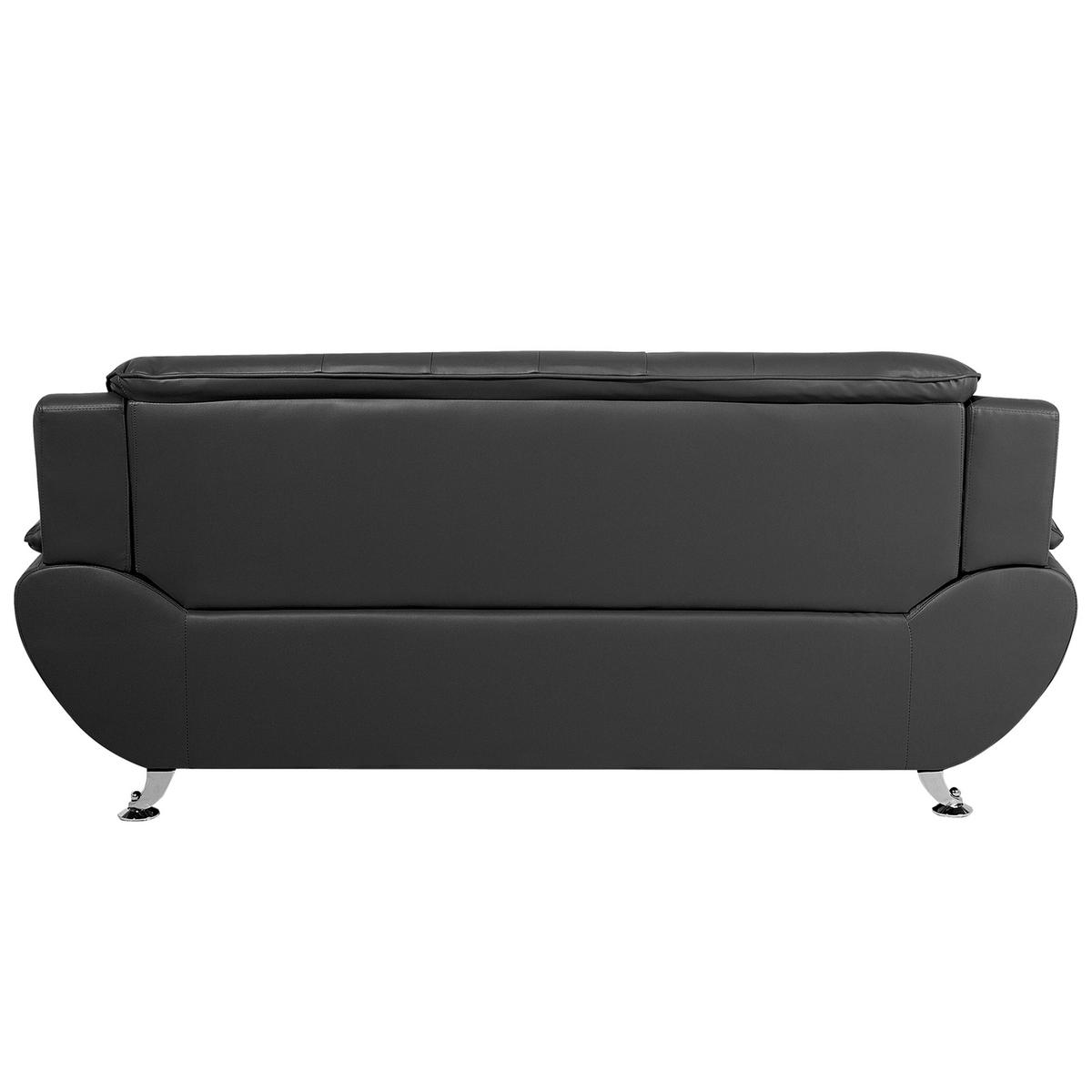 3-SITZER-SOFA Kunstleder Schwarz Leira - Schwarz, Kunststoff/Textil (201/88/86cm) - Beliani