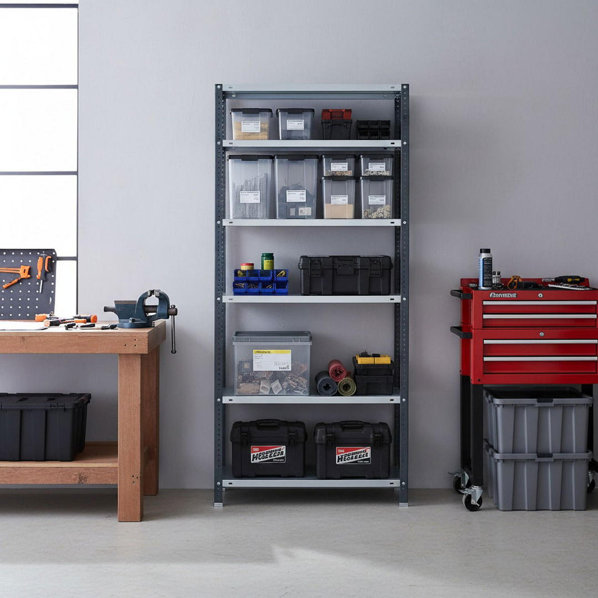 SCHRAUBREGAL PANDA TALL | HxBxT 200x90x50cm | 6 Fachböden | Fachlast 100kg | Anthrazit-Weiß - Anthrazit, Metall (90/200/50cm) - PROREGAL