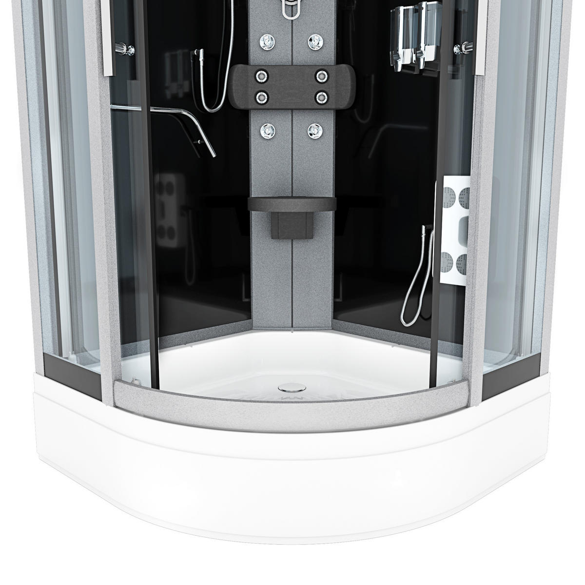 FERTIGDUSCHE Dusche D58-63T0-EC Schwarz 100x100 - Schwarz, Glas/Kunststoff (100/100/225cm) - AcquaVapore by Sandra Jentho