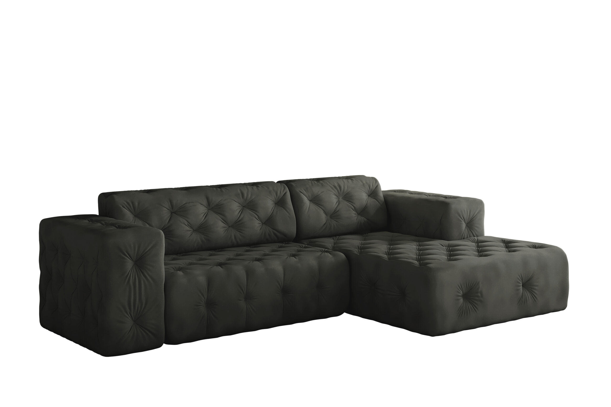 ECKSOFA L-Form Gesteppt LUX Stoff Whisper Rechts Graphit - Graphitfarben, Holz/Kunststoff (266/165cm) - Kaiser Möbel