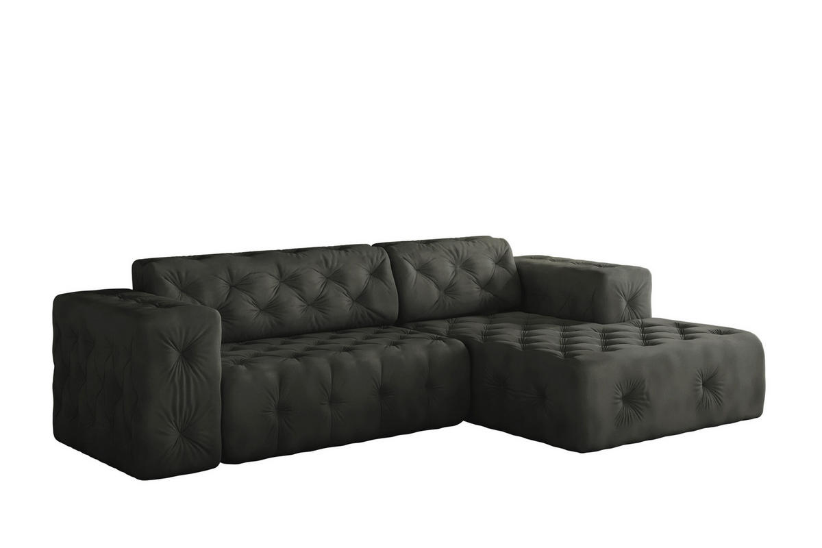 ECKSOFA L-Form Gesteppt LUX Stoff Whisper Rechts Graphit - Graphitfarben, Holz/Kunststoff (266/165cm) - Kaiser Möbel