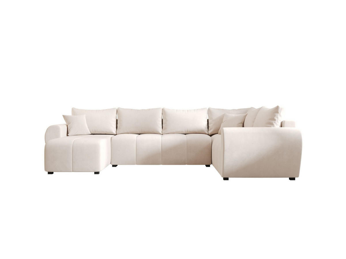 WOHNLANDSCHAFT MOLISA U PLUS Itaka 16 Rechts mit Schlaffunktion - Beige, Textil (303/82/208cm) - Bedante