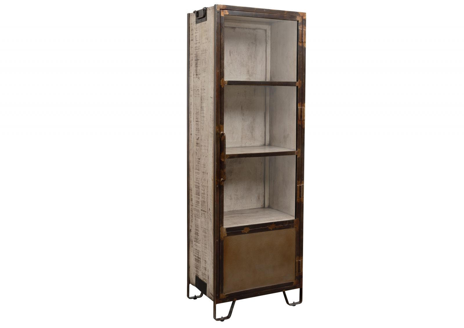 VITRINE Mango 60x40x180 braun lackiert HEAVY INDUSTRY #240 - Braun, Holz (60/180/40cm) - Massivmoebel24
