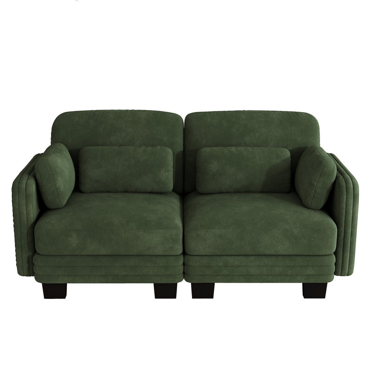 2-SITZER-SOFA Modular Chenille mit Kissen, DE-42686, Grün - Grün, Holz (176/88/88cm) - ComfortXL