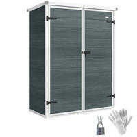 GERÄTEHAUS DE-08162 klappbare Regale, abschließbare Doppeltür Grau - Grau, Kunststoff (68.5/170/134cm) - ComfortXL