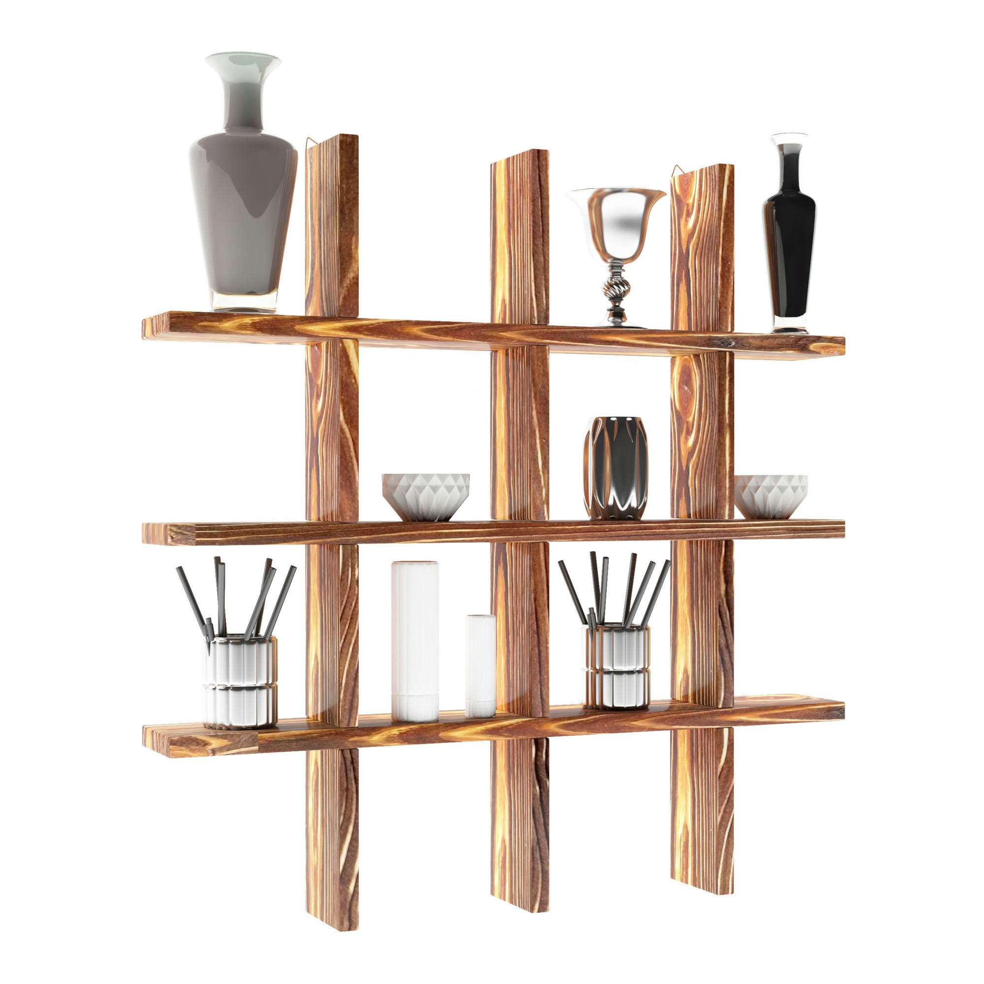 WANDREGAL Orimattila - Dunkelbraun, Holz (62/62/9cm) - [en.casa]