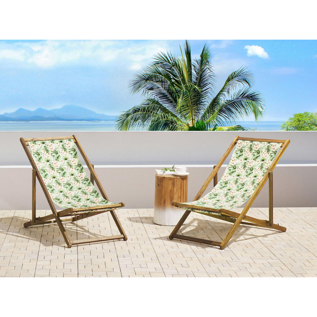 Thumbnail - Beliani Gartenliege, Hellbraun, Grün, Textil, 54x70x97 cm, Gartenmöbel, Gartenliegen