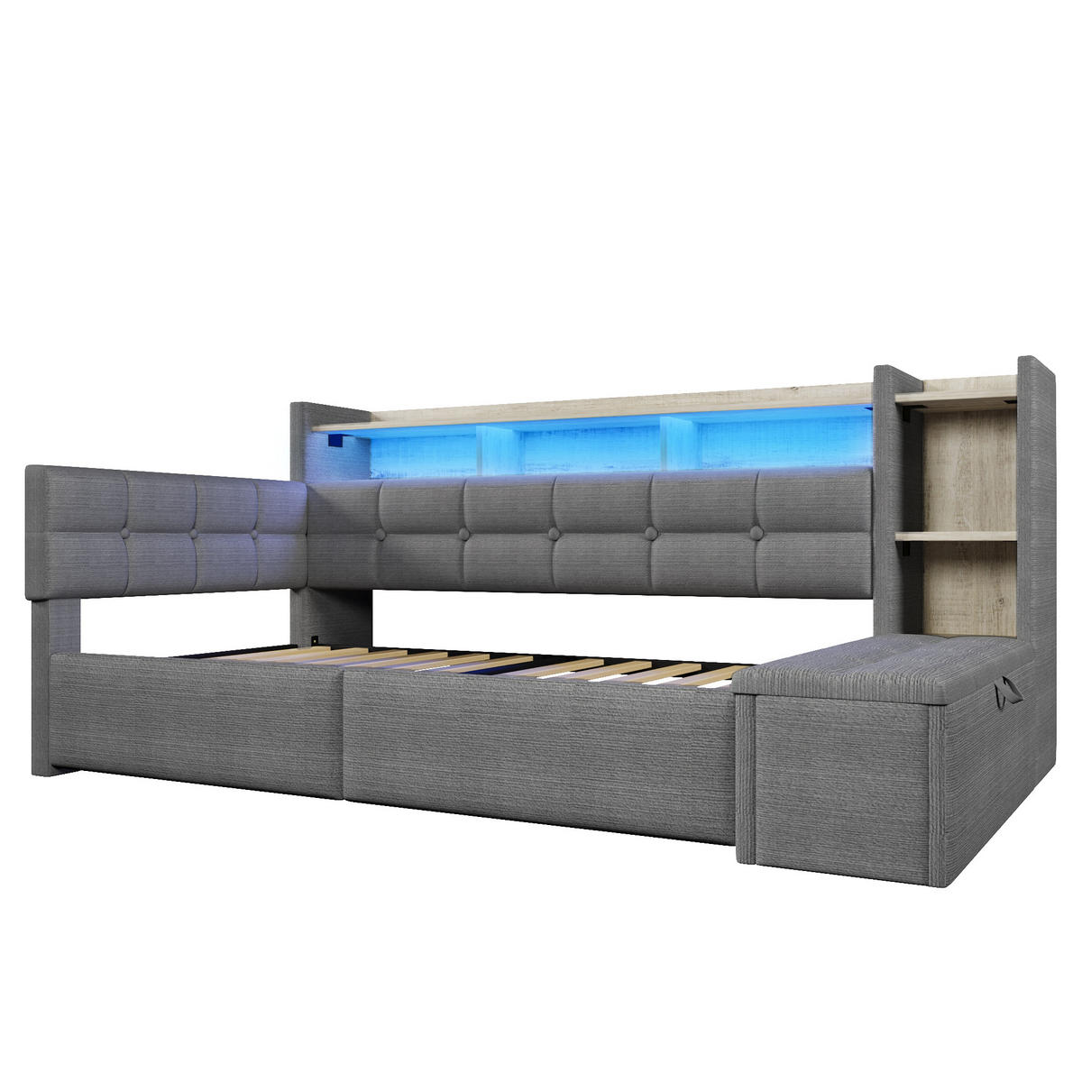 TAGESBETT mit 2 Schubladen 90x190 cm Samt Dunkelgrau - Dunkelgrau, Holz (90/190cm) - Meubliv