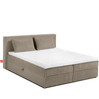 BOXSPRINGBETT ROTI mit Stauraum, beige - Beige/Schwarz, Holz/Holzwerkstoff (160/200cm) - KONSIMO®
