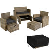 RATTAN SITZGRUPPE Modena,inklusive Staufach und Schutzhülle,natur - Naturfarben, Kunststoff - tectake