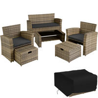 RATTAN SITZGRUPPE Modena,inklusive Staufach und Schutzhülle,natur - Naturfarben, Kunststoff - tectake