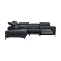 ECKSOFA Planet Echtleder mit 1 x Relaxfunktion Schwarz - Schwarz, Leder/Metall (232/256cm)