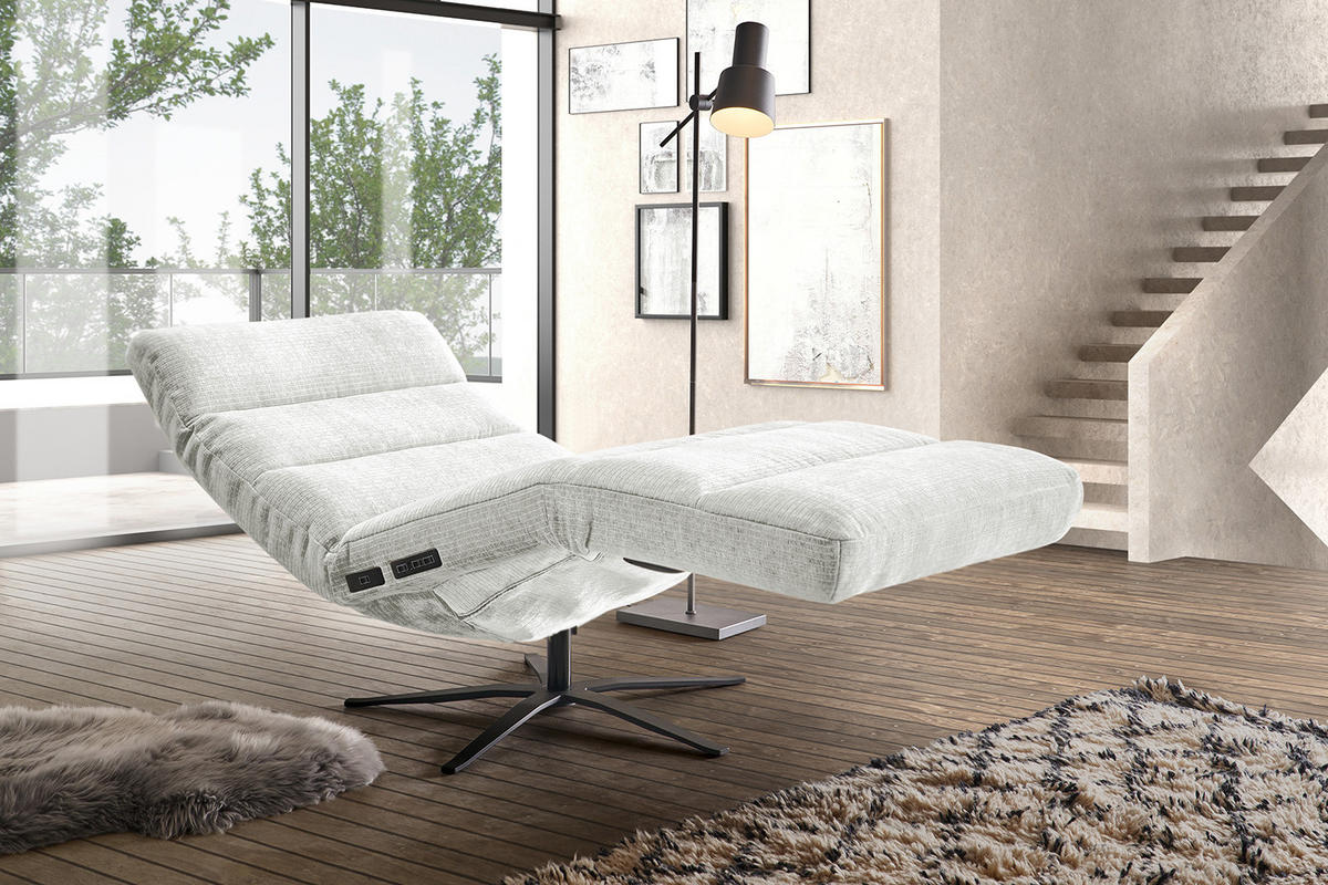 RELAXLIEGE ALINA Weiß Cord - Schwarz/Weiß, Textil/Metall (82/115/156cm) - KAWOLA