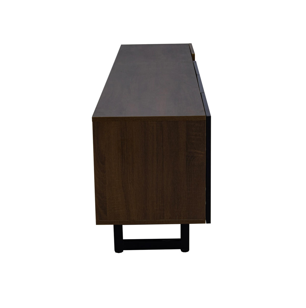 TV skrinka 180/38/50 cm, čierna a prírodná, MDF, moderná minimalistická - svetlohnedá, kompozitné drevo (180/50/38cm) - BEAOK