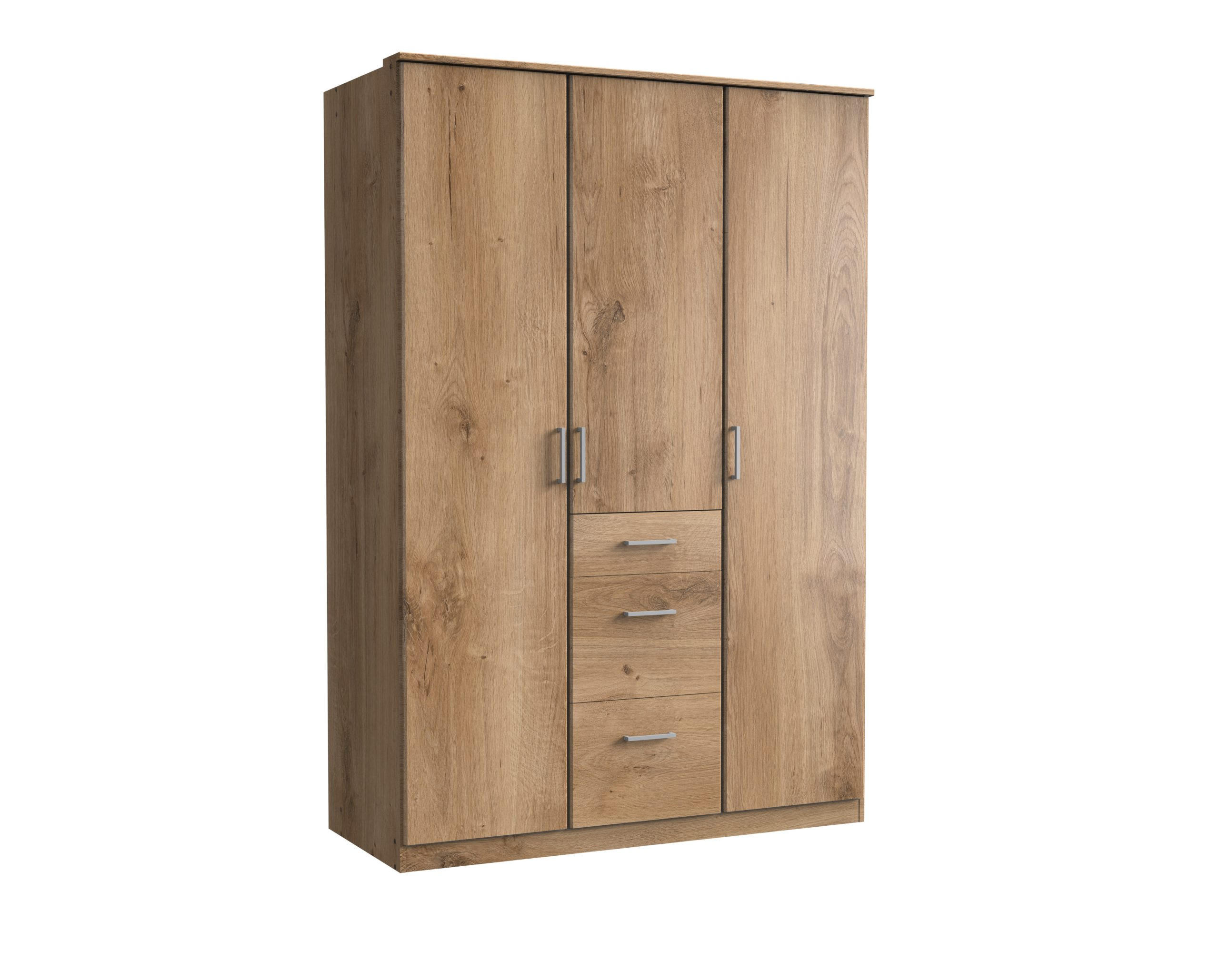 KLEIDERSCHRANK Click in Plankeneiche - Drehtürenschrank 135 cm Breite ohne Spiegel - Braun, Holzwerkstoff (135/199/58cm)