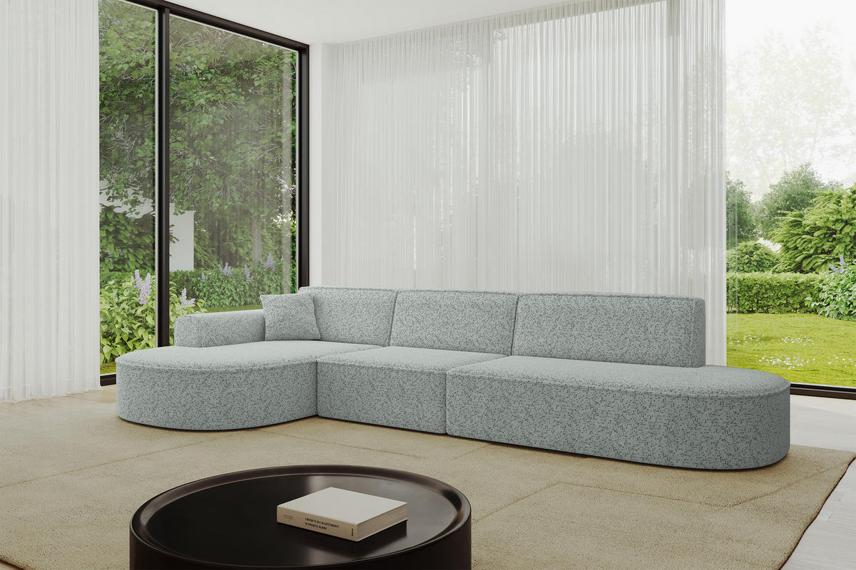 ECKSOFA Ottomane Links MARI-L2 - 328x171x79 cm Grün Tissu - Wildeiche/Schwarz, Holzwerkstoff/Kunststoff (328/171cm) - ALTDECOR