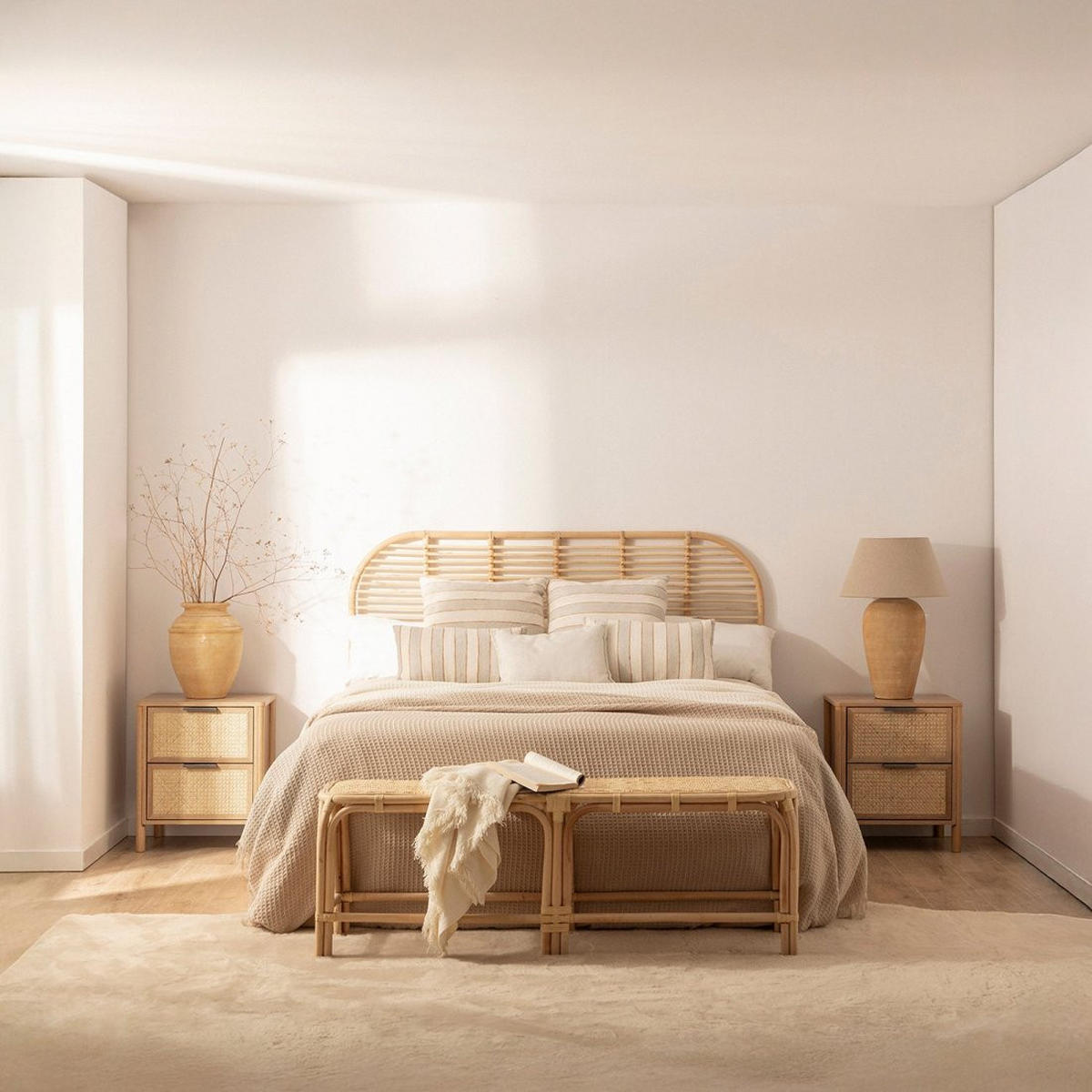 NACHTTISCH 2 SCHUBLADEN Bent Natürlich 47 cm x 55 cm - Naturfarben, Holzwerkstoff (47/55/40cm) - Klast Home