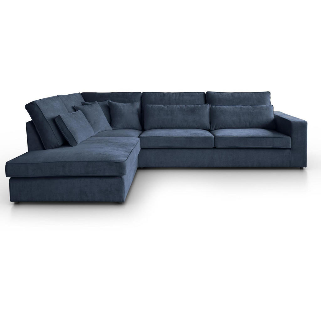 Beautysofa ROHOVÁ pohovka Parma bez funkce spaní, tmavě modrá, levá