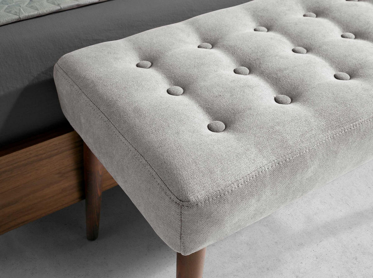 HOCKERBANK Hocker aus dunkelgrauem Stoff 100/40/45 cm - Walnussfarben/Grau, Textil (100/45/40cm) - ANGEL CERDA