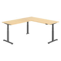 ECKSCHREIBTISCH elektrisch höhenverstellbar L-Form 240/200/74 cm in Ahornfarben/Graphitfarben - Ahornfarben/Graphitfarben, Holzwerkstoff (240/200/74cm) - bümö