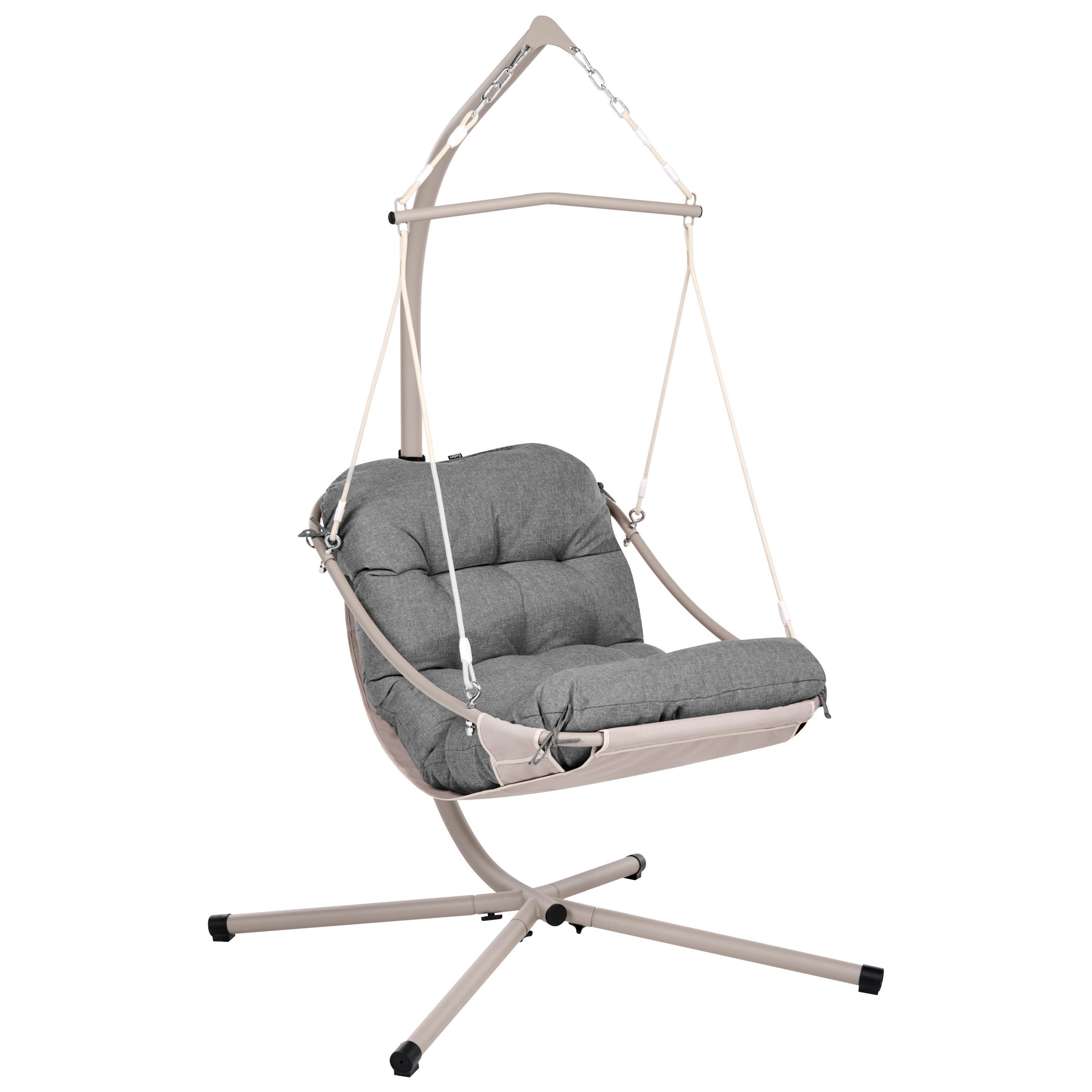 FOTOLIU SUSPENDAT cu cadru metal gri Alghero - bej/gri închis, material textil (109/195/101cm) - Beliani