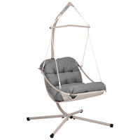 FOTOLIU SUSPENDAT cu cadru metal gri Alghero - bej/gri închis, material textil (109/195/101cm) - Beliani