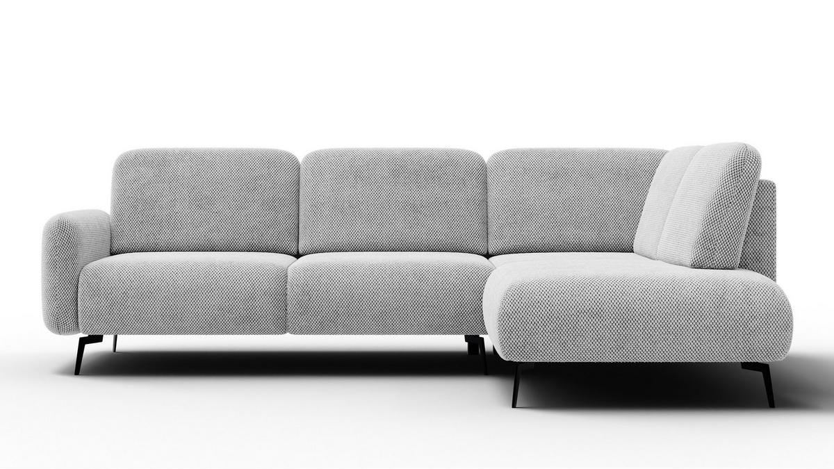 ECKSOFA FEBE 5-Sitzer rechts, hellgrau - Hellgrau/Schwarz, Holz/Textil (271/190cm) - Courtois Laville