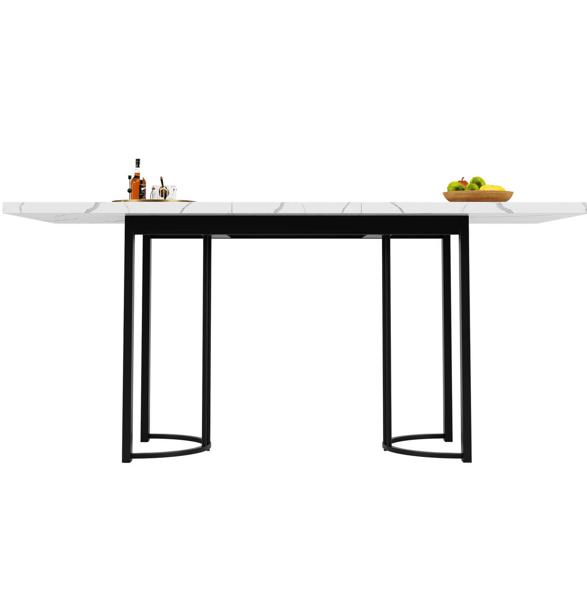JEDÁLENSKÝ stôl 140-179,5/80/75,5 cm čierna/biela, rozkladací s kovovým rámom - biela, kompozitné drevo (140/80/75.5cm) - BEAOK