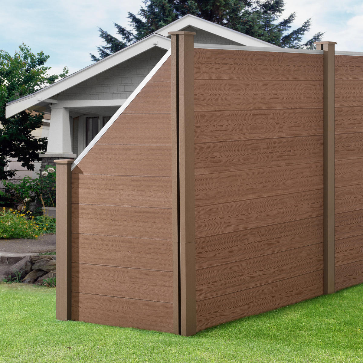 GARTENZAUN Schrägel - Braun, Kunststoff (625/183cm) - NEU.HOLZ