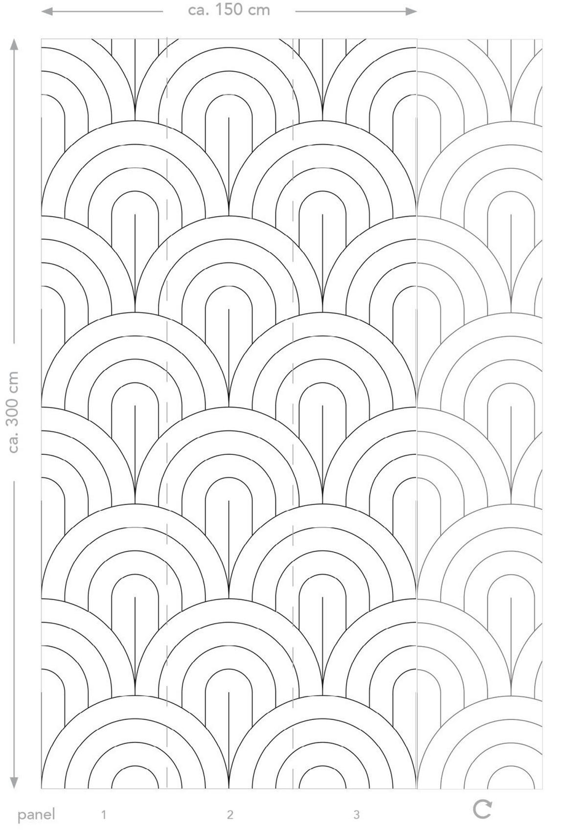 FOTOTAPETE Art Decó Muster 150 x 300 cm - Schwarz, Papier (150/300cm) - ESTAhome