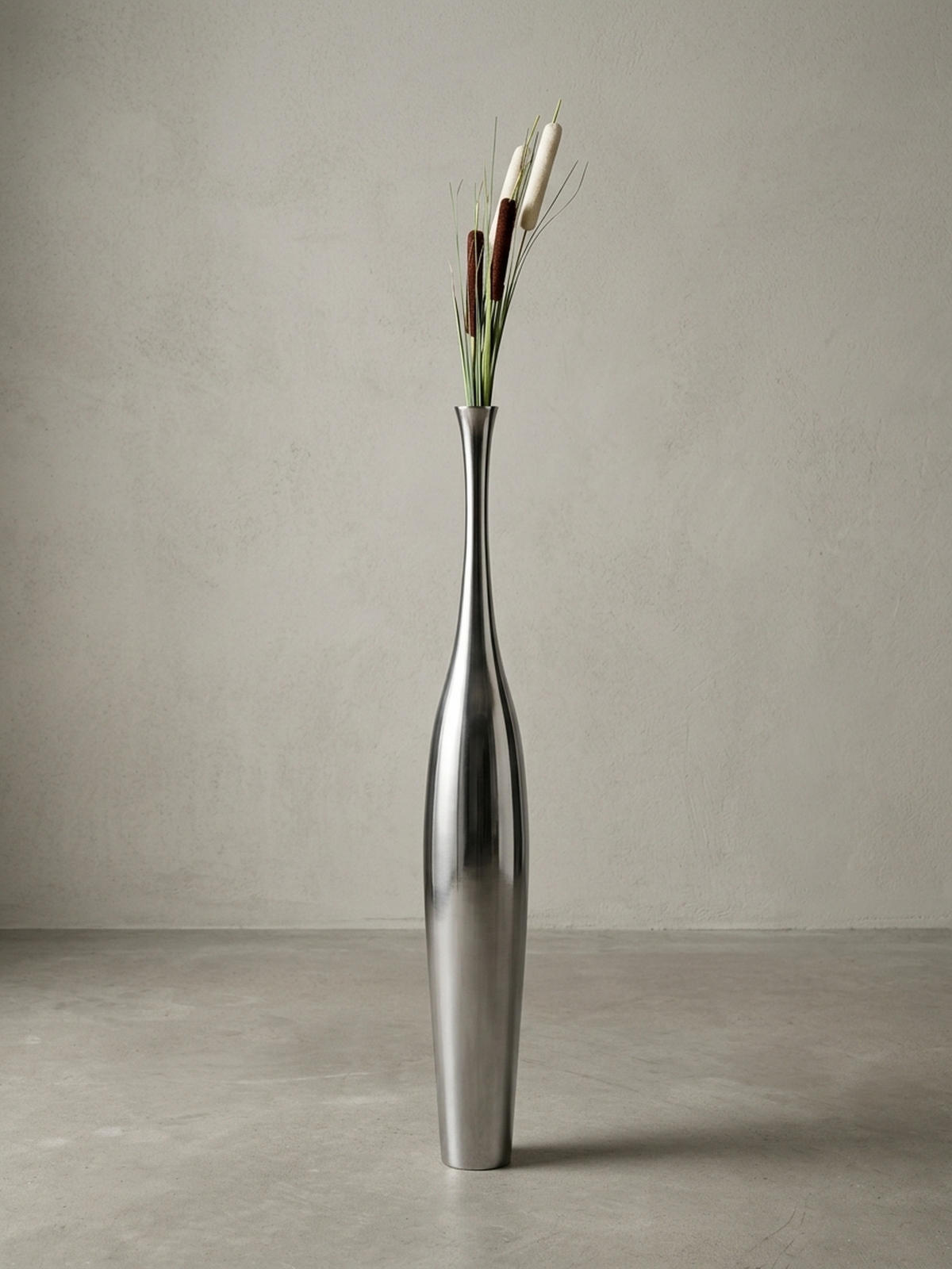 VASE Aluminium Modern Stil Modell BOTTLE S Silber mit einer Öffnung - Silberfarben, Metall (100cm) - KADIMA DESIGN