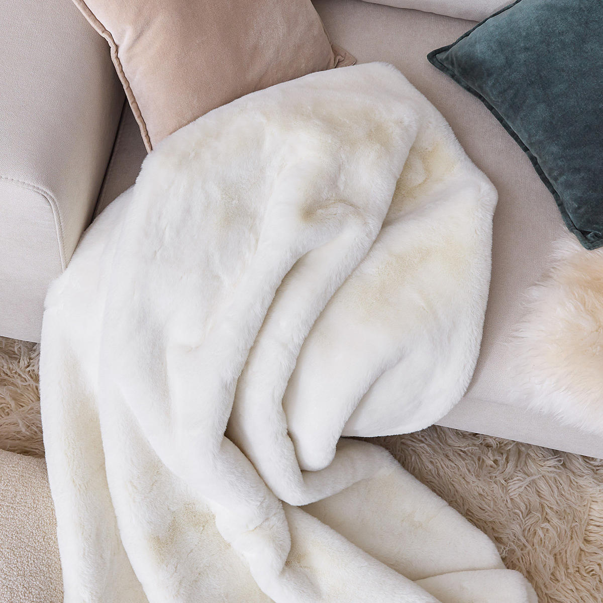 FELLDECKE Wild Thing - Weiß, Kunststoff (150/200cm) - Butlers