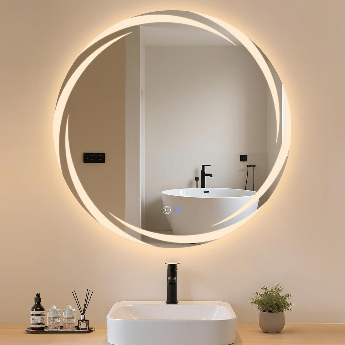 BADSPIEGEL Modern Nelef 70/70/2.4 cm - Alufarben, Glas/Metall (70/2.4/70cm) - ZMH