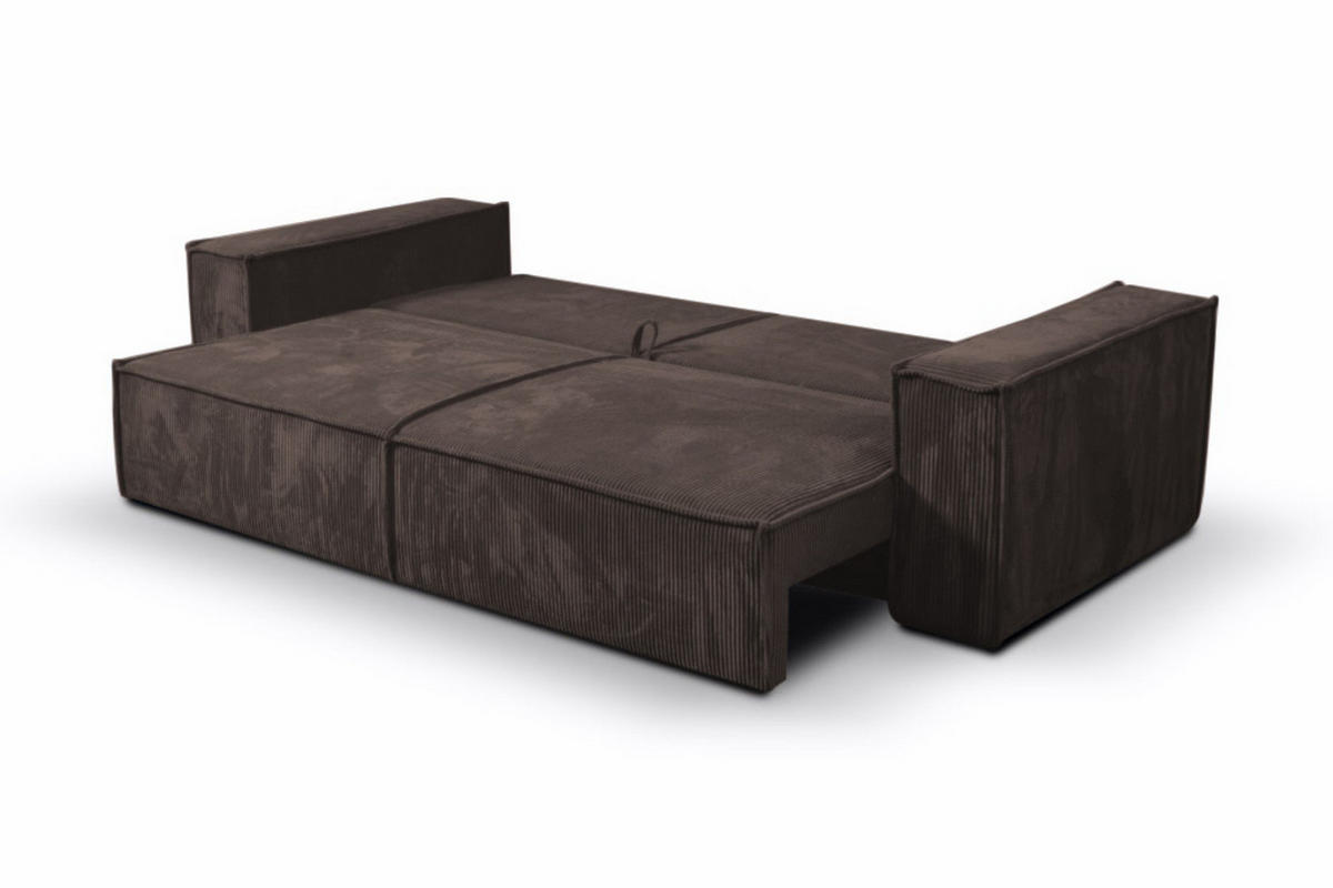 SCHLAFSOFA mit Bettkasten und Cordstoff MONA Braun - Braun, Holzwerkstoff (255/85/105cm) - Compleo24