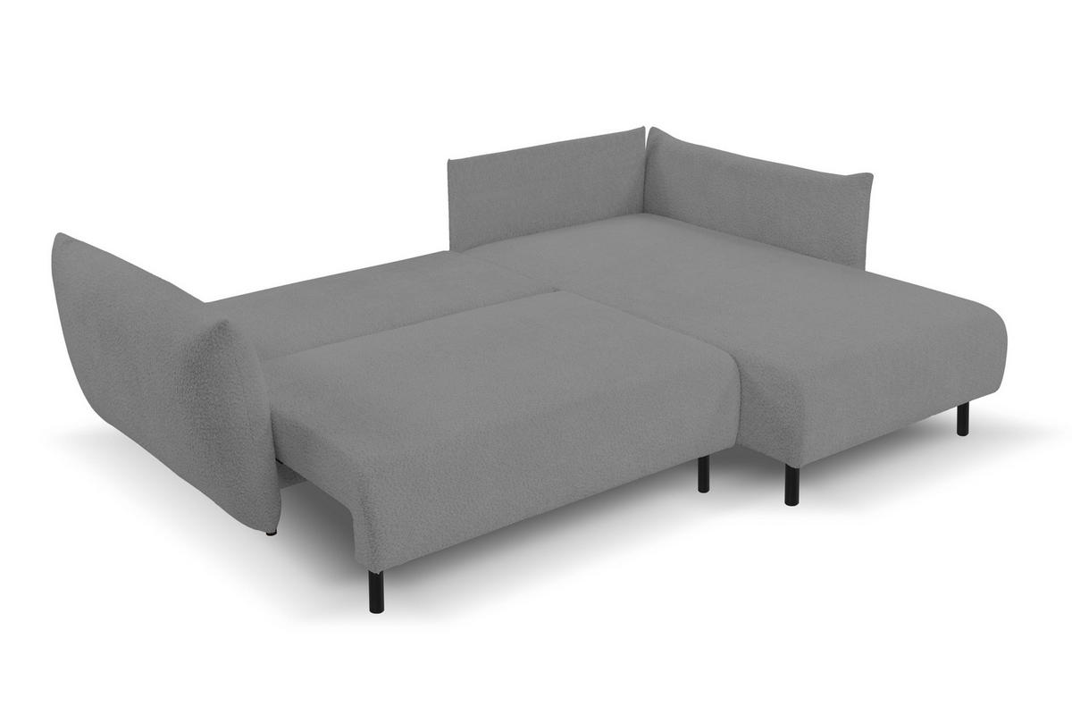 ECKSOFA ADEL mit Schlaffunktion und Bettkasten, L-förm, Metallbeine, verstellbar lose Rückenkissen, freistehend, RECHTS, 257x171x90 cm, Light Grey - Hellgrau, Holz/Textil (257/171cm) - DomoHome