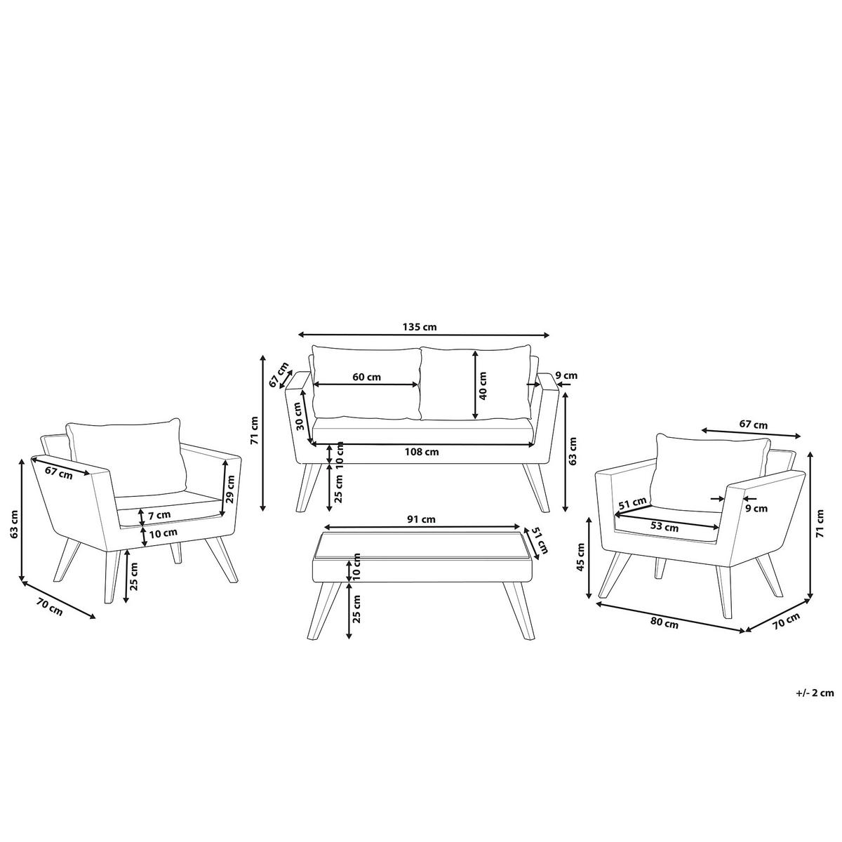 LOUNGE-SET 4-sitzer Rattan Grau Vittoria - Beige, Kunststoff - Beliani