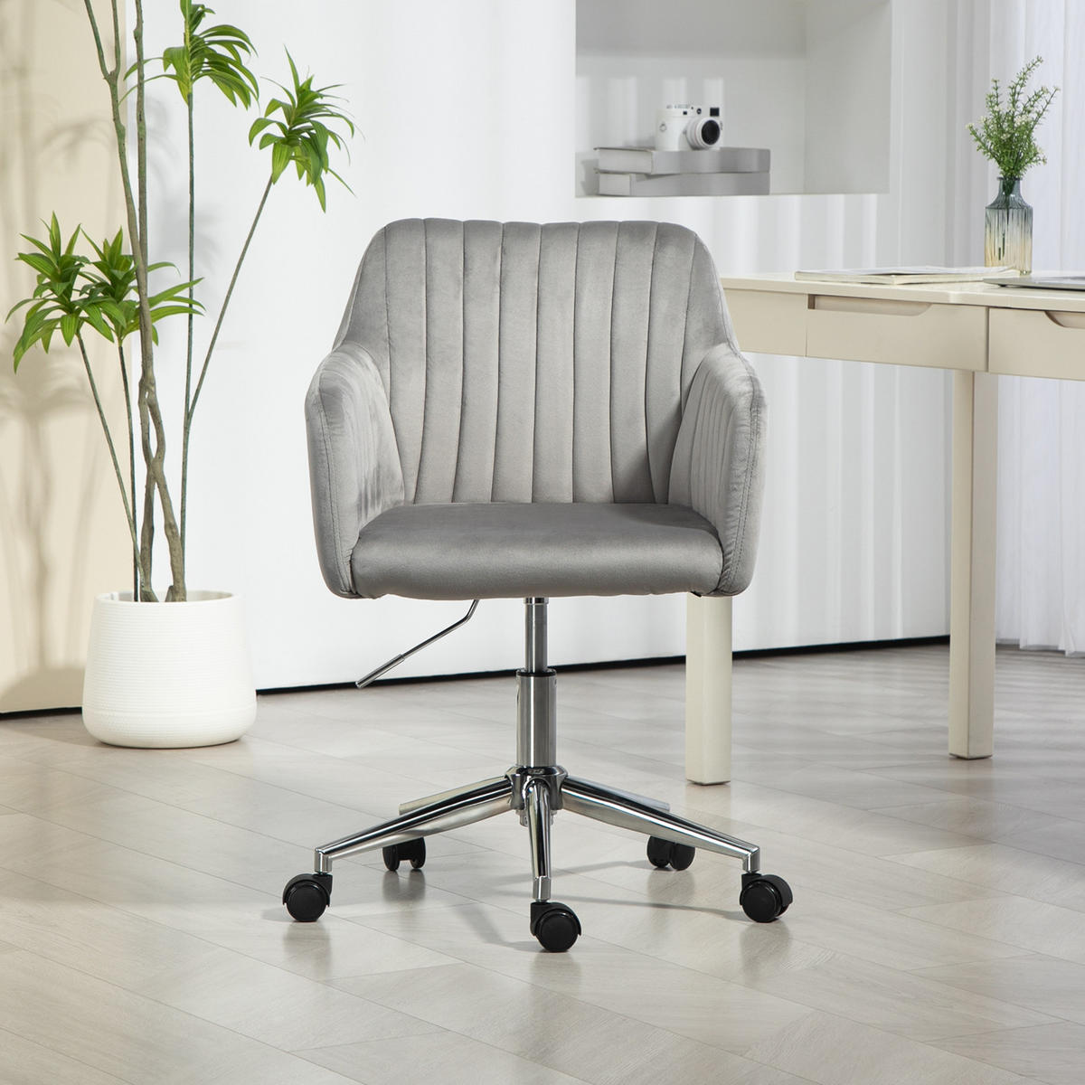 SCHREIBTISCHSTUHL OLIVER Grau - Silberfarben/Grau, Textil/Metall (55/85/53cm) - SVITA