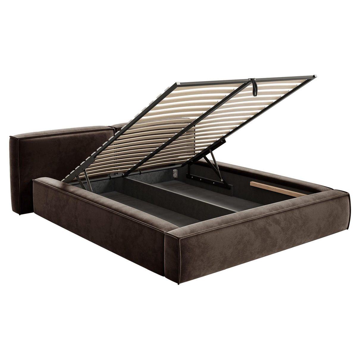 POLSTERBETT Tilves Low Braun 200x200 cm - Schwarz/Braun, Kunststoff/Textil (200/200cm) - Selsey