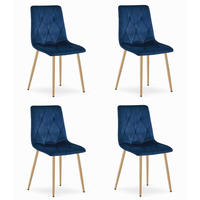 ESSZIMMERSTUHL 4-er Set TYRA marineblauer Sitz, Beine in Holzfarbe - Eichefarben/Dunkelblau, Textil (44.5/87/54.5cm) - Valora