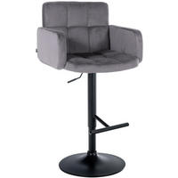 BARHOCKER Lausanne Samt schwarz dunkelgrau - Schwarz/Grau, Textil/Metall (60/113/56cm) - TPFLiving