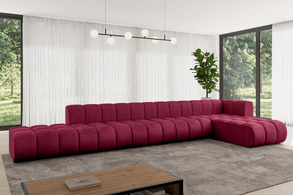 ECKSOFA modulares Sofa Zuvon-L3 - 478x177x70 cm Bordeauxrot - Bordeaux, Holzwerkstoff/Textil (478/177cm) - ALTDECOR